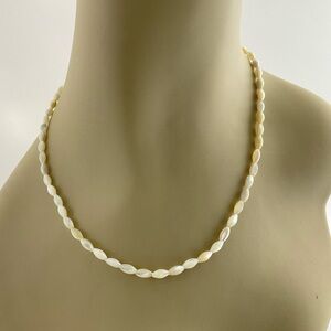 Mother of Pearl Choker,  Handmade, Rice Pearls, 17.5" Long, Neutral, Minimalist